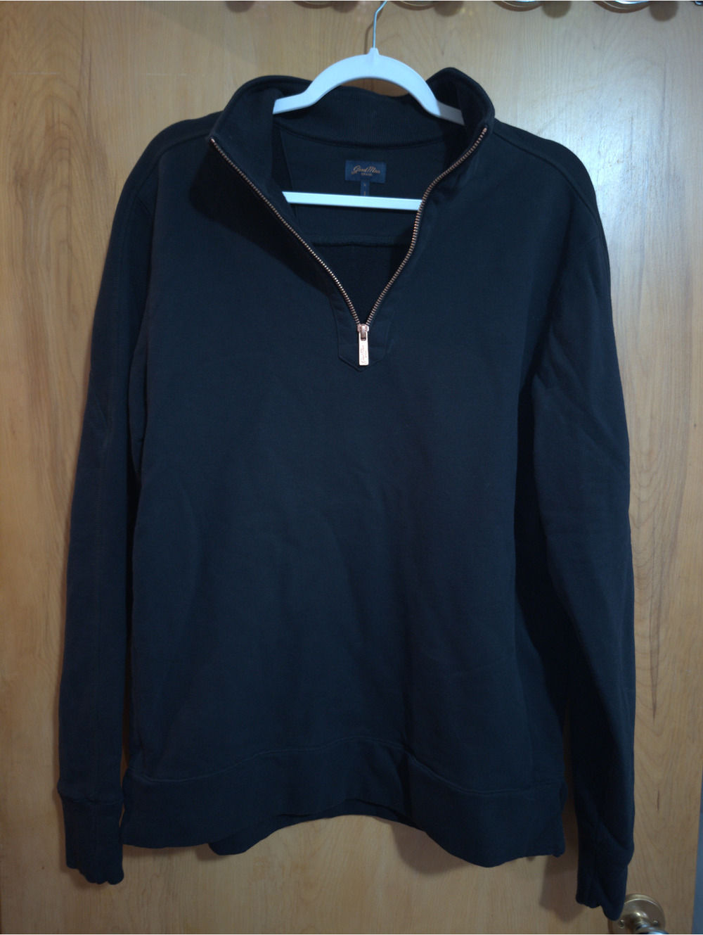 Good Man Brand Black Half-Zip Cotton Pullover Sweater Size Large